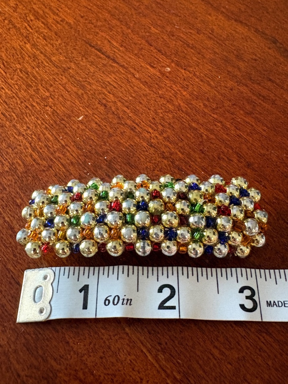 Vintage Beaded Metallic Gold Hair Barrette - Picture 3 of 5